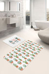 Set di 2 Tappetini da bagno antiscivolo Leyla BPS458 Rectangle Multicolore, 100 x 60 cm / 60 x 50 cm