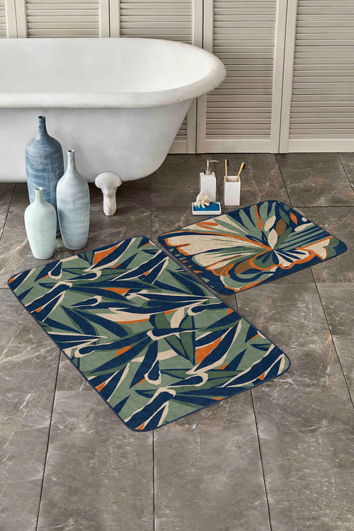 Set di 2 Tappetini da bagno antiscivolo Leyla BPS462 Rectangle Multicolore, 100 x 60 cm / 60 x 50 cm (1)