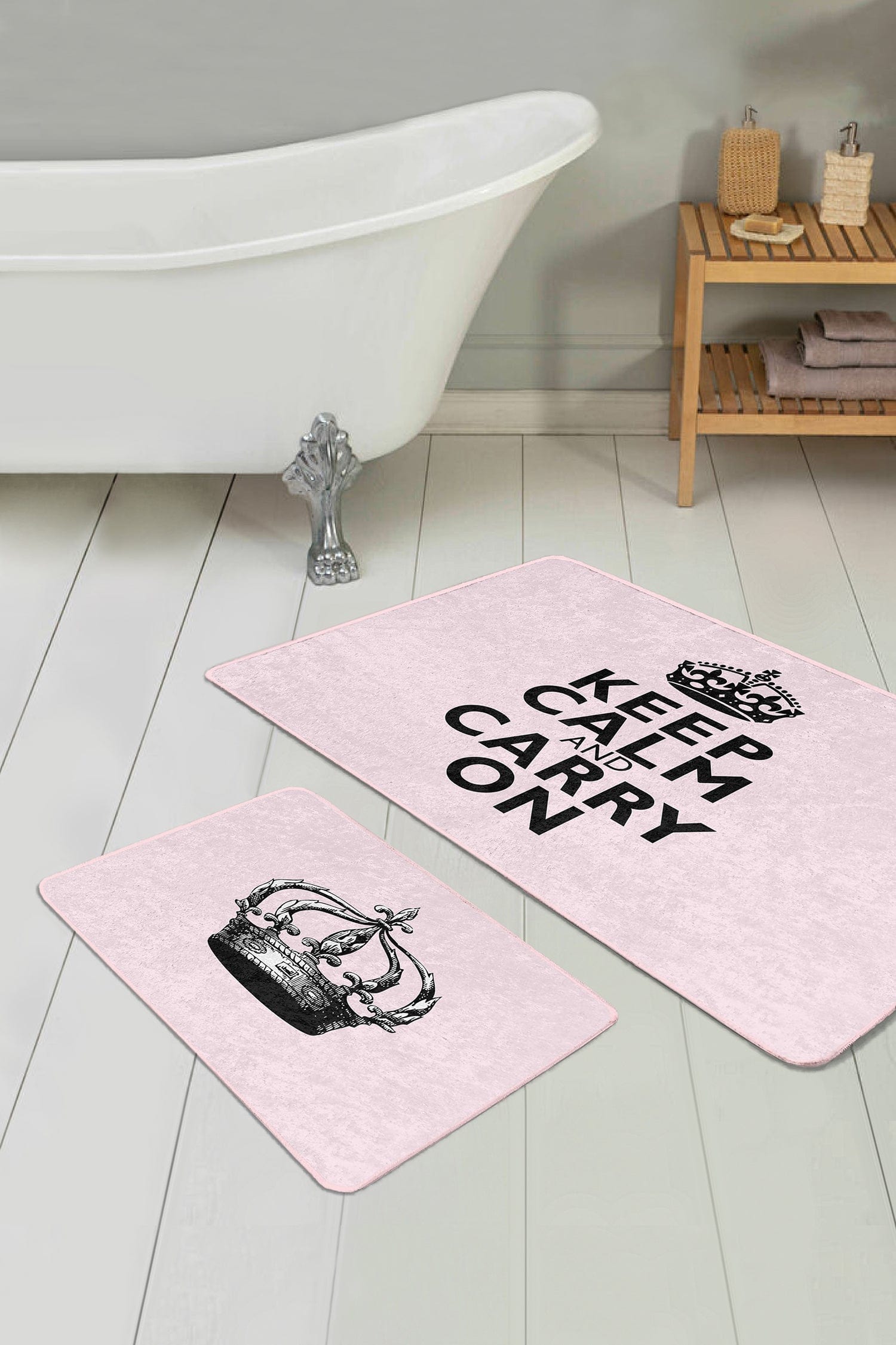 Set di 2 Tappetini da bagno antiscivolo Leyla BPS508 Rectangle Multicolore, 100 x 60 cm / 60 x 50 cm