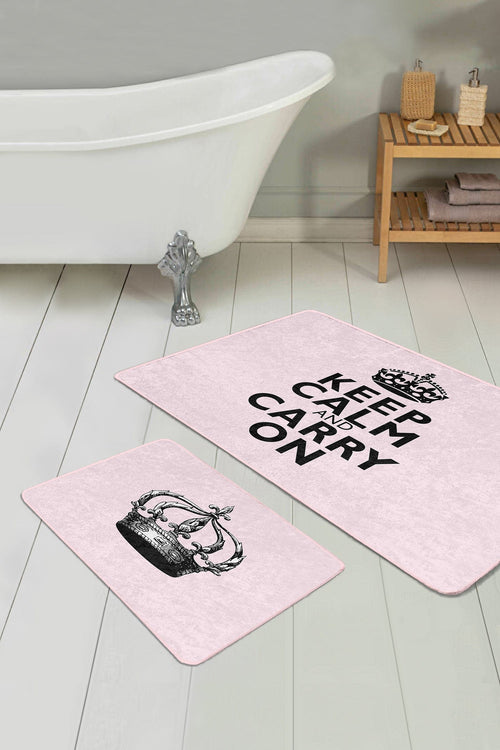 Set di 2 Tappetini da bagno antiscivolo Leyla BPS508 Rectangle Multicolore, 100 x 60 cm / 60 x 50 cm