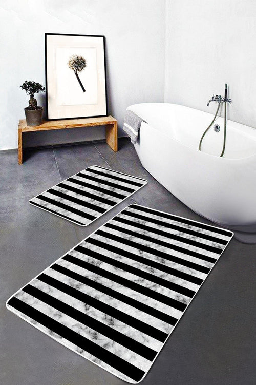 Set di 2 Tappetini da bagno antiscivolo Luna BPS58 Rectangle Multicolore, 100 x 60 cm / 60 x 50 cm