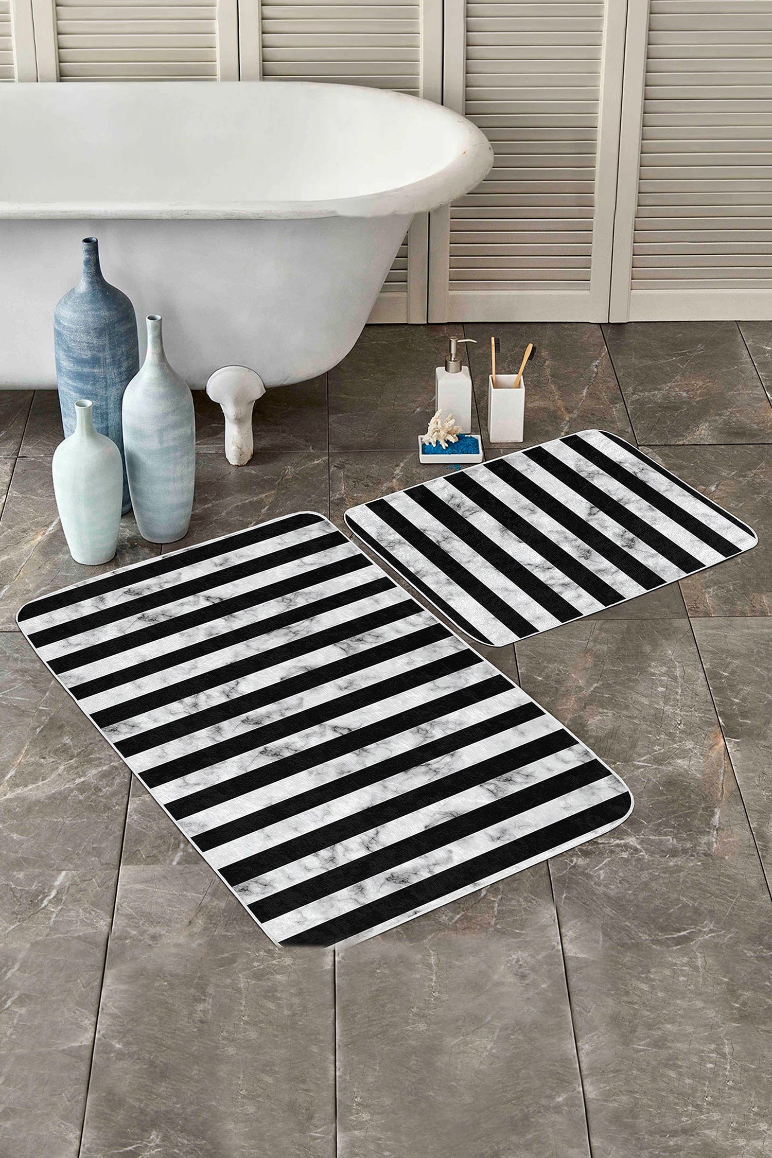 Set di 2 Tappetini da bagno antiscivolo Luna BPS58 Rectangle Multicolore, 100 x 60 cm / 60 x 50 cm (2)