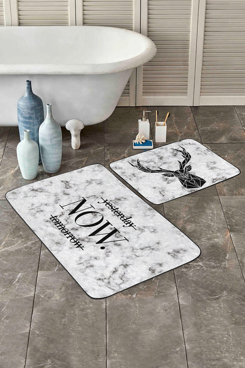 Set di 2 Tappetini da bagno antiscivolo Luna BPS60 Rectangle Multicolore, 100 x 60 cm / 60 x 50 cm