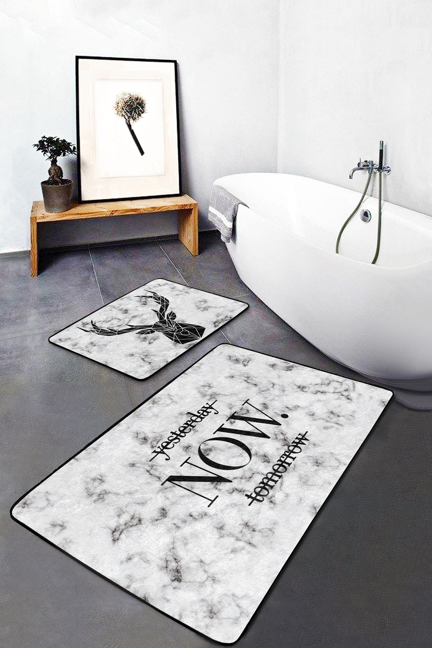 Set di 2 Tappetini da bagno antiscivolo Luna BPS60 Rectangle Multicolore, 100 x 60 cm / 60 x 50 cm (2)