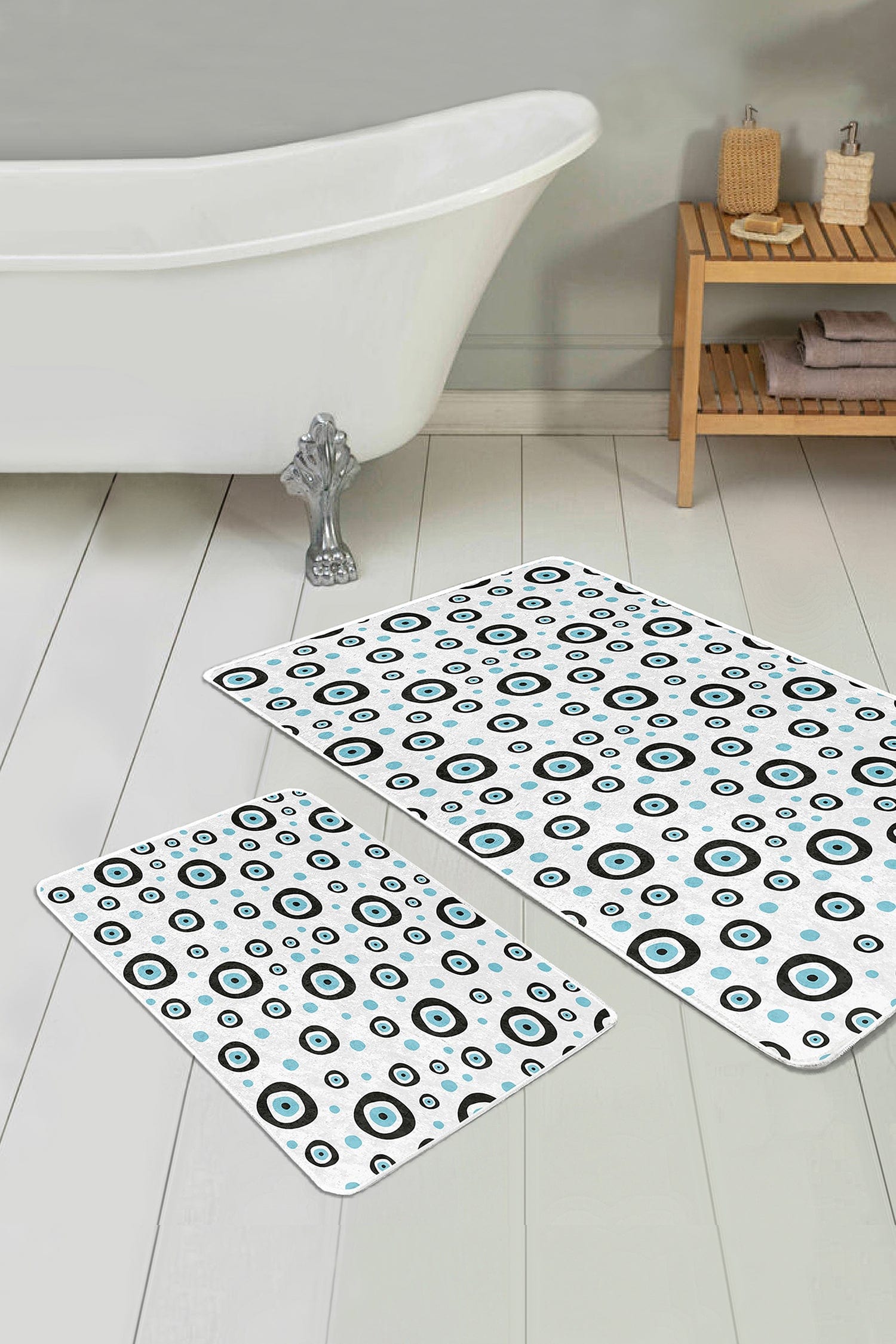 Set di 2 Tappetini da bagno antiscivolo Luna BPS61 Rectangle Multicolore, 100 x 60 cm / 60 x 50 cm (1)