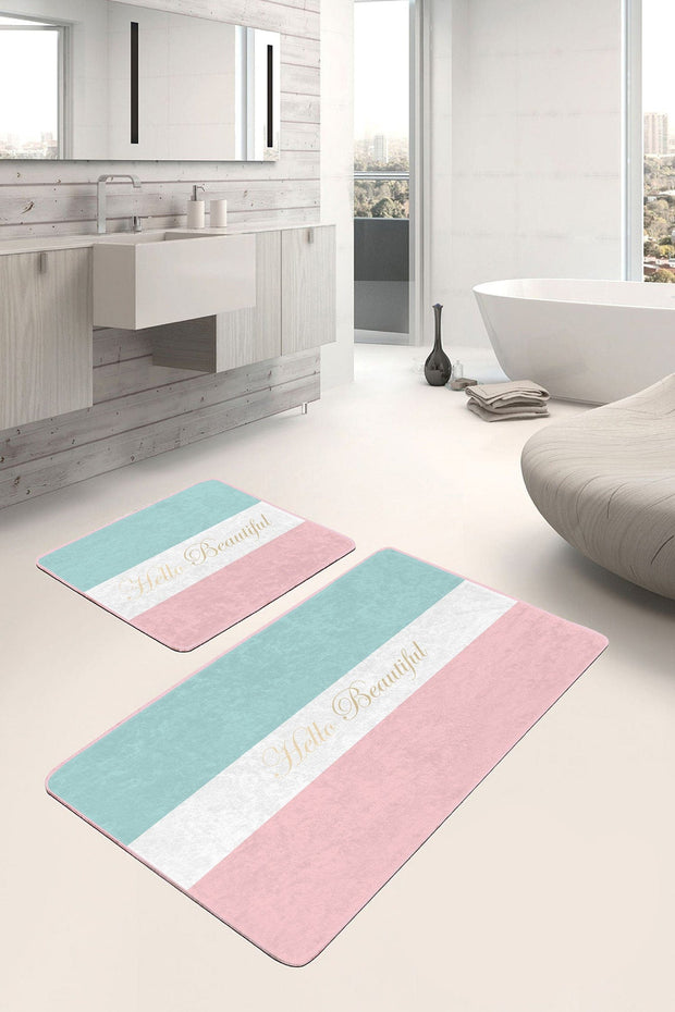 Set di 2 Tappetini da bagno antiscivolo Luna BPS64 Rectangle Multicolore, 100 x 60 cm / 60 x 50 cm (2)