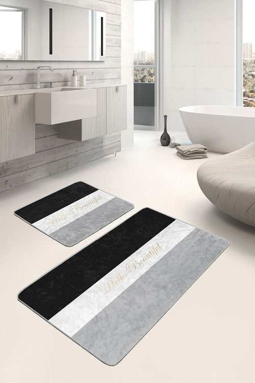 Set di 2 Tappetini da bagno antiscivolo Luna BPS65 Rectangle Multicolore, 100 x 60 cm / 60 x 50 cm (1)