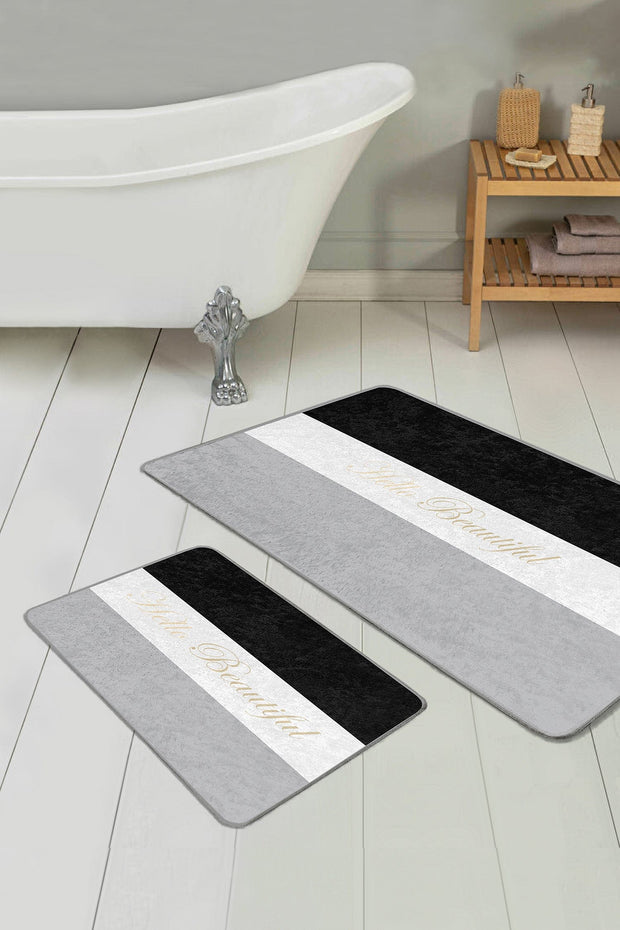 Set di 2 Tappetini da bagno antiscivolo Luna BPS65 Rectangle Multicolore, 100 x 60 cm / 60 x 50 cm (2)