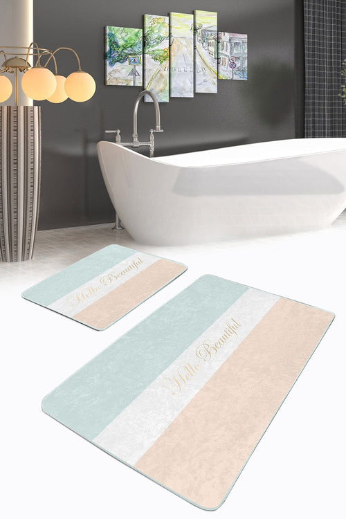 Set di 2 Tappetini da bagno antiscivolo Luna BPS66 Rectangle Multicolore, 100 x 60 cm / 60 x 50 cm (1)