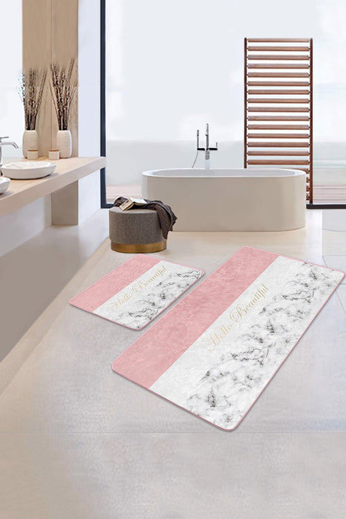 Set di 2 Tappetini da bagno antiscivolo Luna BPS67 Rectangle Multicolore, 100 x 60 cm / 60 x 50 cm