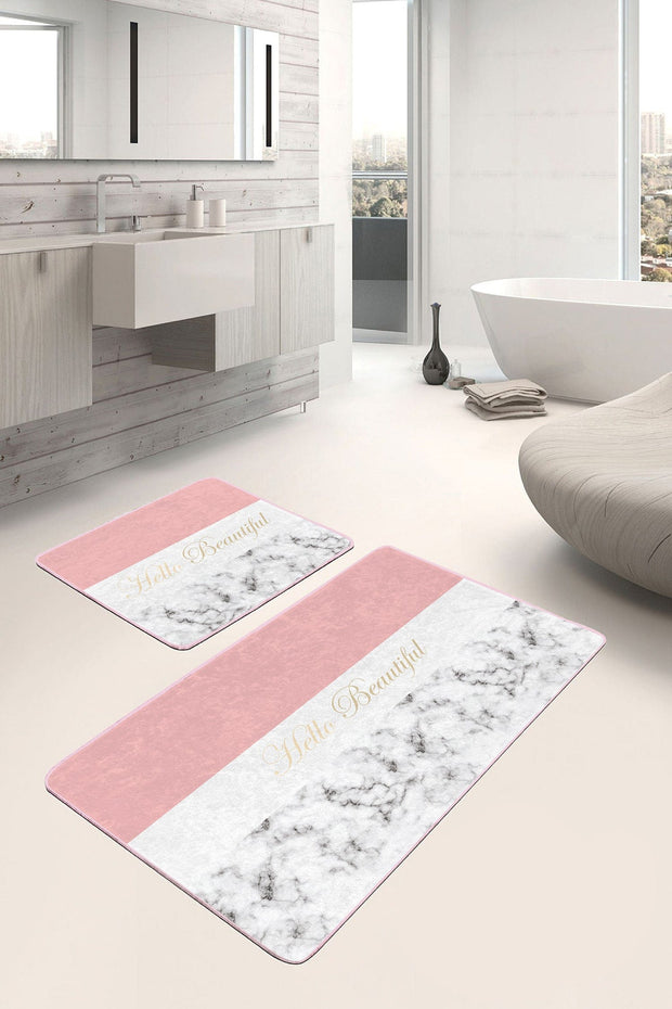 Set di 2 Tappetini da bagno antiscivolo Luna BPS67 Rectangle Multicolore, 100 x 60 cm / 60 x 50 cm (2)