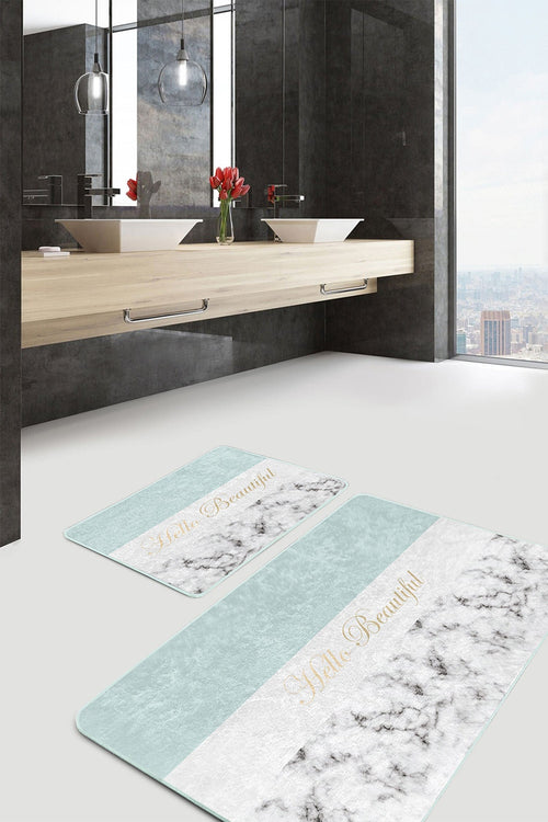 Hillkar Global Set di 2 Tappetini da bagno antiscivolo Luna BPS68 Rectangle Multicolore, 100 x 60 cm / 60 x 50 cm