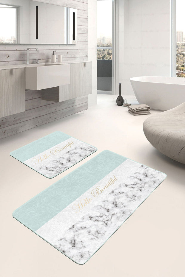 Hillkar Global Set di 2 Tappetini da bagno antiscivolo Luna BPS68 Rectangle Multicolore, 100 x 60 cm / 60 x 50 cm