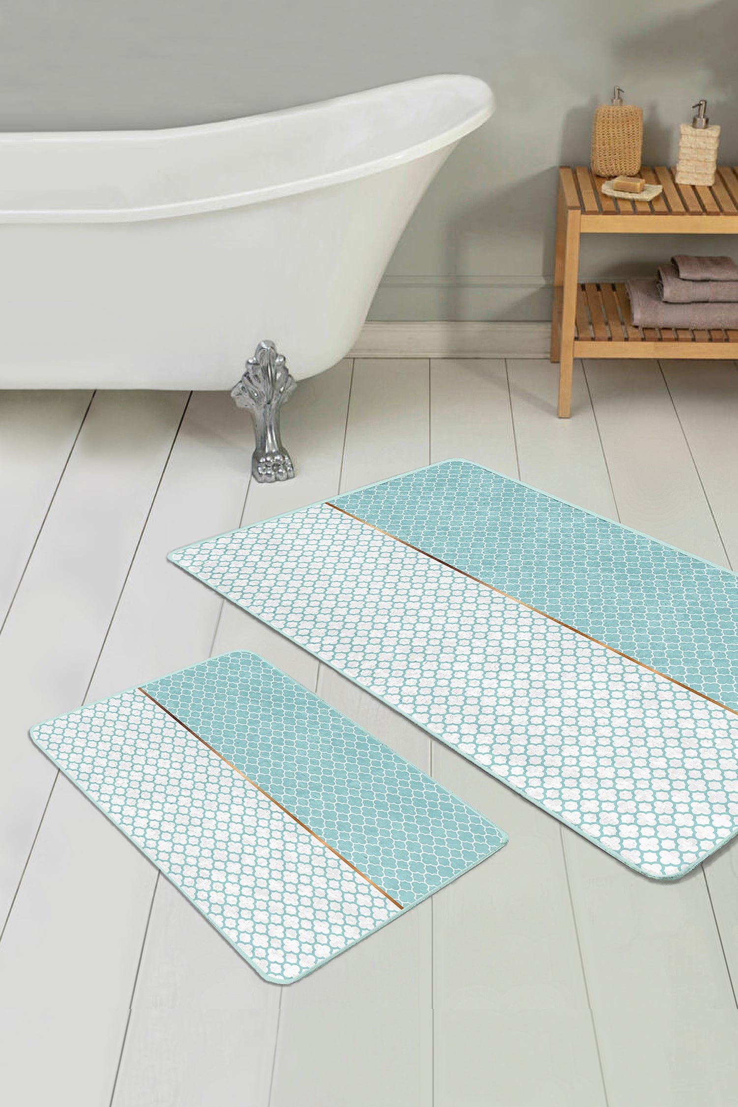 Hillkar Global Set di 2 Tappetini da bagno antiscivolo Luna BPS74 Rectangle Multicolore, 100 x 60 cm / 60 x 50 cm