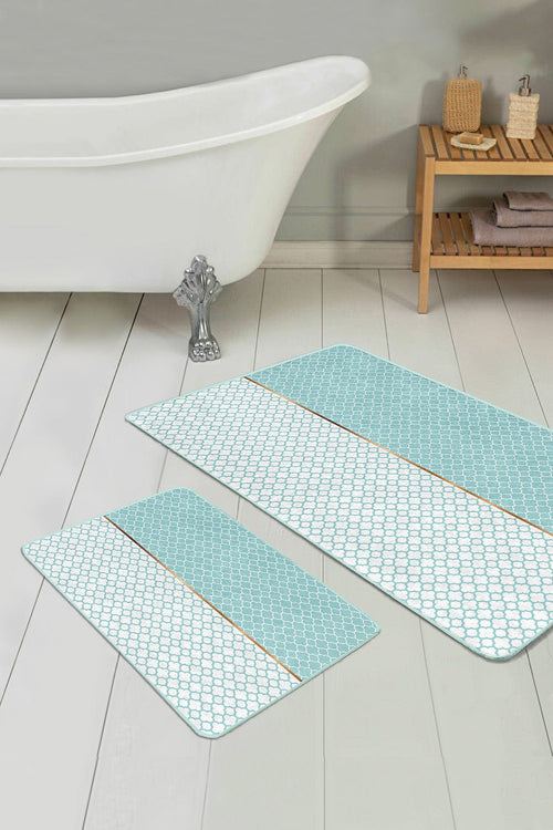 Hillkar Global Set di 2 Tappetini da bagno antiscivolo Luna BPS74 Rectangle Multicolore, 100 x 60 cm / 60 x 50 cm