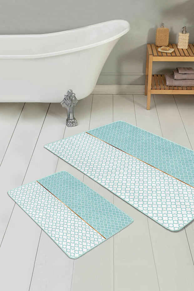 Hillkar Global Set di 2 Tappetini da bagno antiscivolo Luna BPS74 Rectangle Multicolore, 100 x 60 cm / 60 x 50 cm
