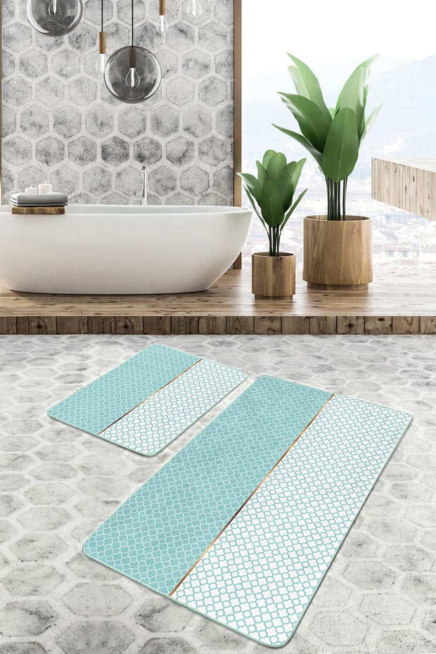 Hillkar Global Set di 2 Tappetini da bagno antiscivolo Luna BPS74 Rectangle Multicolore, 100 x 60 cm / 60 x 50 cm