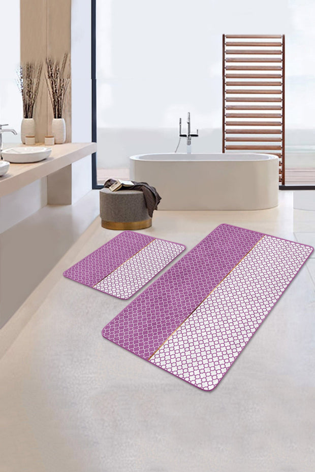 Set di 2 Tappetini da bagno antiscivolo Luna BPS76 Rectangle Multicolore, 100 x 60 cm / 60 x 50 cm (2)