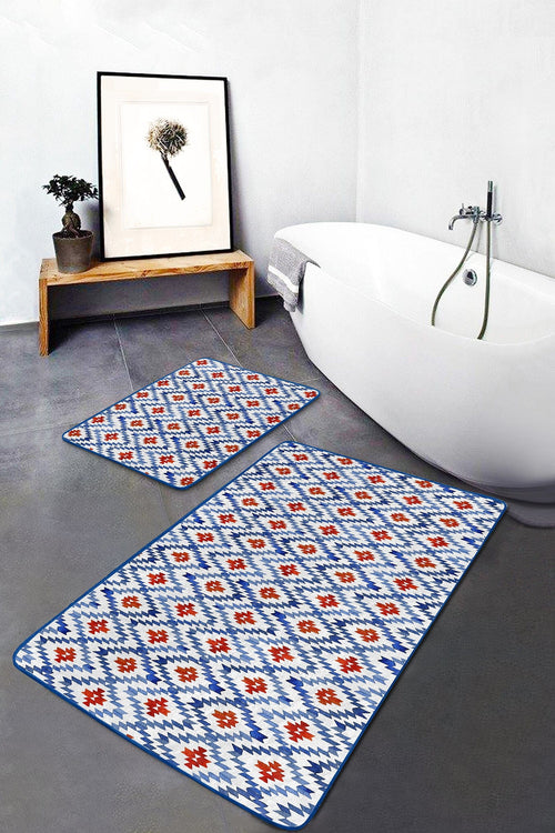 Set di 2 Tappetini da bagno antiscivolo Melike BPS444 Rectangle Multicolore, 100 x 60 cm / 60 x 50 cm (1)