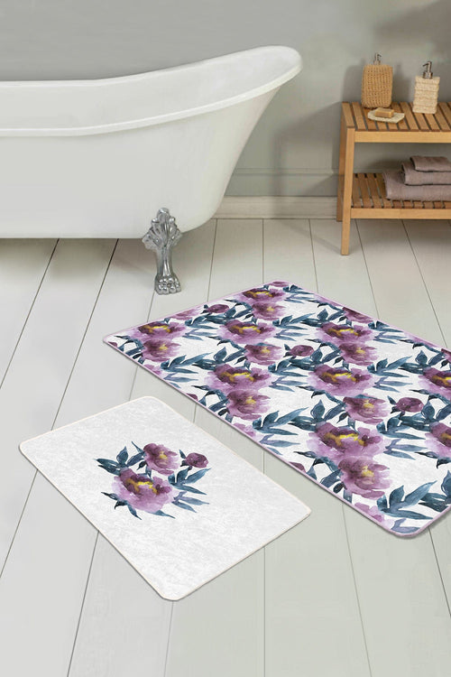 Set di 2 Tappetini da bagno antiscivolo Melike BPS445 Rectangle Multicolore, 100 x 60 cm / 60 x 50 cm