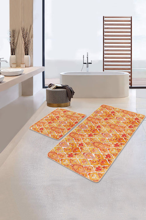 Set di 2 Tappetini da bagno antiscivolo Melike BPS446 Rectangle Multicolore, 100 x 60 cm / 60 x 50 cm