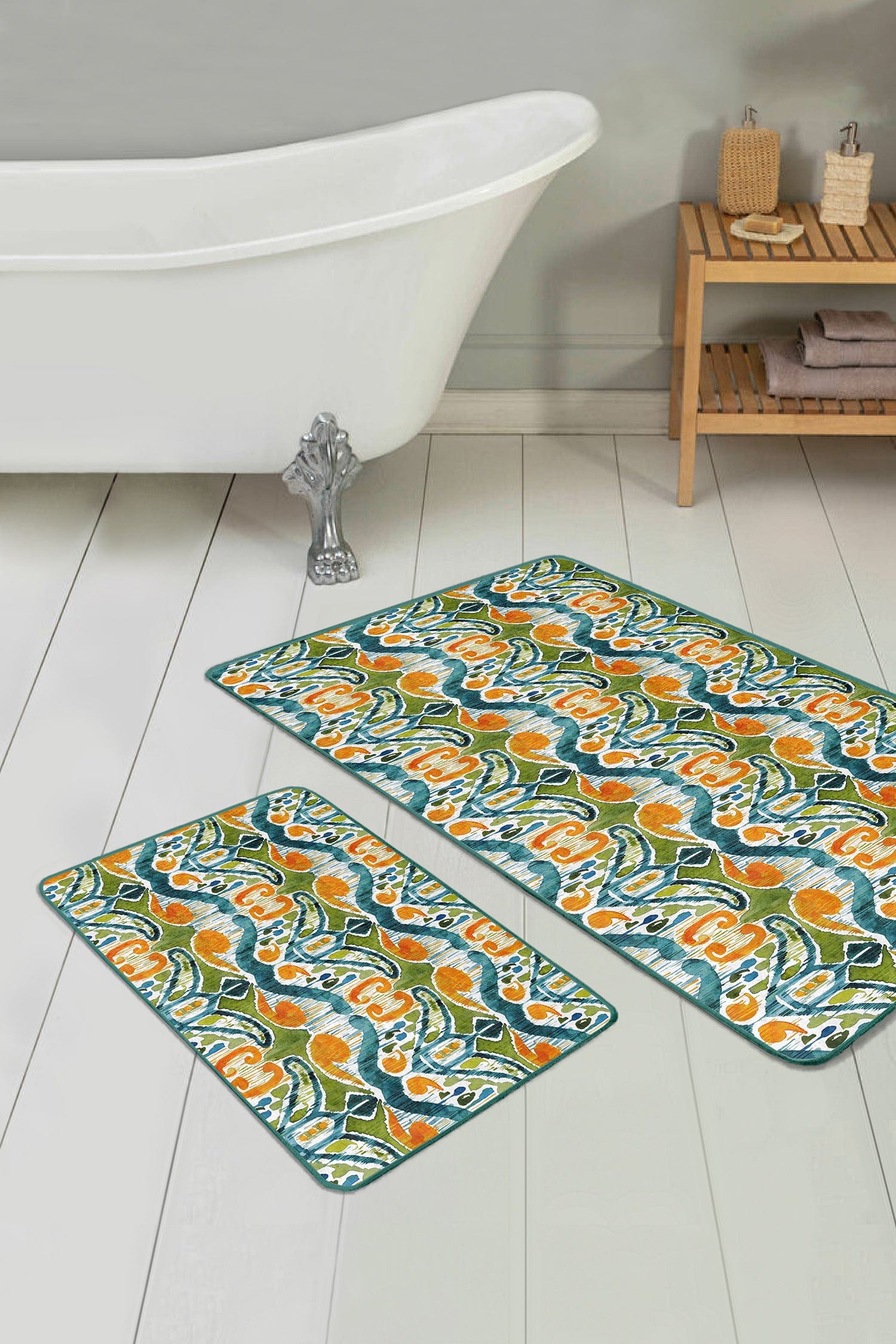 Set di 2 Tappetini da bagno antiscivolo Melike BPS448 Rectangle Multicolore, 100 x 60 cm / 60 x 50 cm (2)