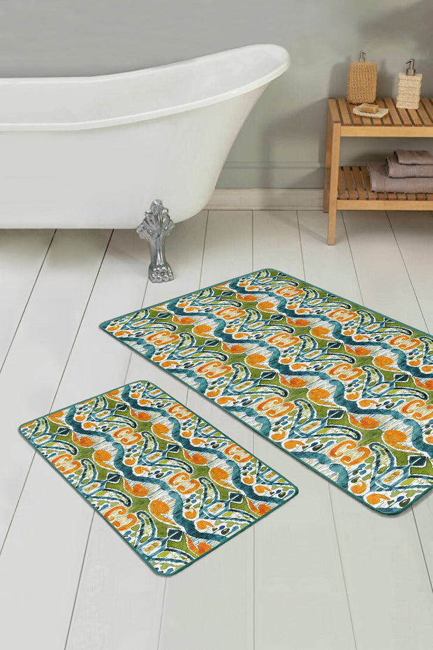 Set di 2 Tappetini da bagno antiscivolo Melike BPS448 Rectangle Multicolore, 100 x 60 cm / 60 x 50 cm (2)