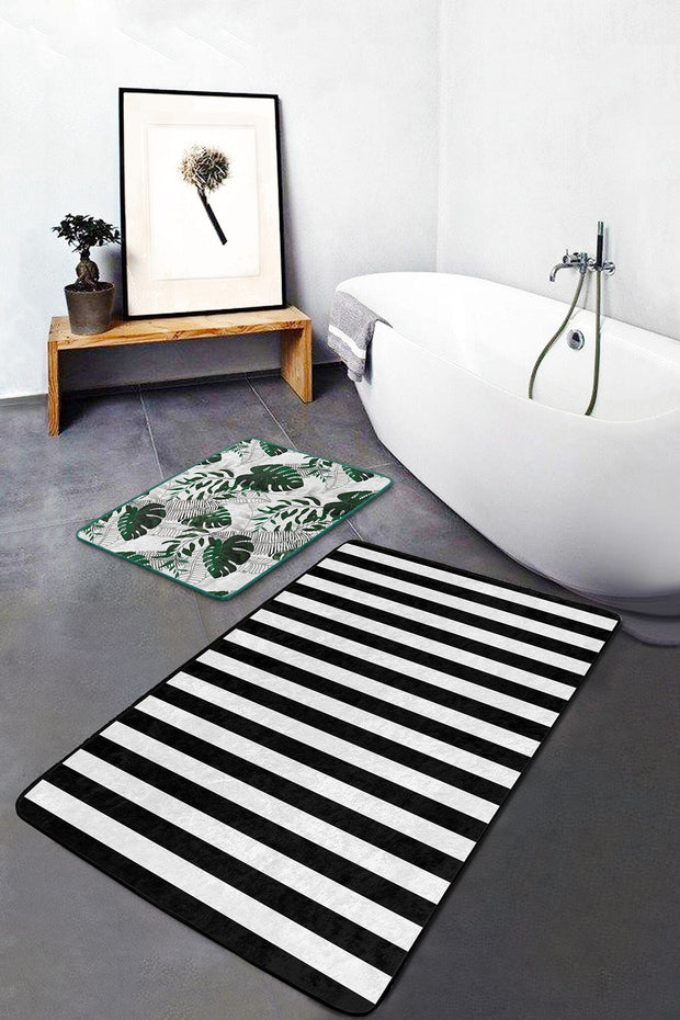Set di 2 Tappetini da bagno antiscivolo Melike BPS450 Rectangle Multicolore, 100 x 60 cm / 60 x 50 cm