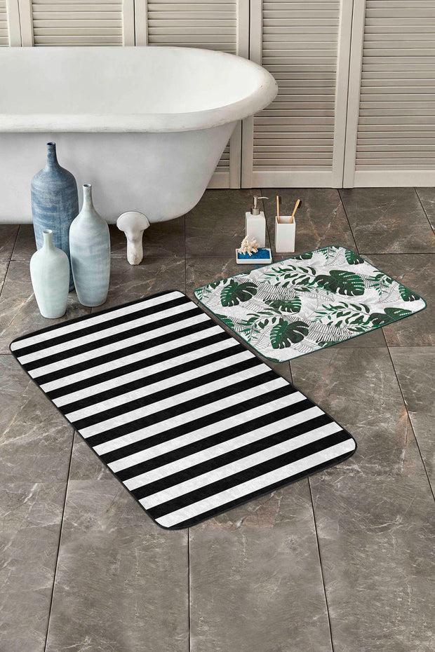 Set di 2 Tappetini da bagno antiscivolo Melike BPS450 Rectangle Multicolore, 100 x 60 cm / 60 x 50 cm (2)