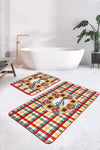 Set di 2 Tappetini da bagno antiscivolo Melisa BPS381 Rectangle Multicolore, 100 x 60 cm / 60 x 50 cm (1)
