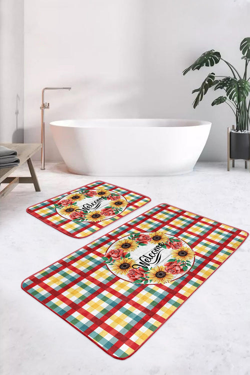 Set di 2 Tappetini da bagno antiscivolo Melisa BPS381 Rectangle Multicolore, 100 x 60 cm / 60 x 50 cm (1)