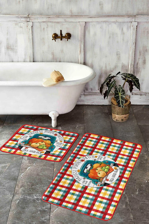 Set di 2 Tappetini da bagno antiscivolo Melisa BPS382 Rectangle Multicolore, 100 x 60 cm / 60 x 50 cm (1)