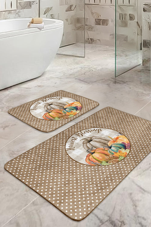 Set di 2 Tappetini da bagno antiscivolo Melisa BPS383 Rectangle Multicolore, 100 x 60 cm / 60 x 50 cm