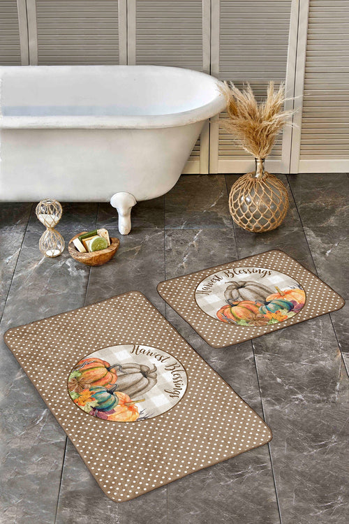 Set di 2 Tappetini da bagno antiscivolo Melisa BPS383 Rectangle Multicolore, 100 x 60 cm / 60 x 50 cm (1)