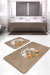 Set di 2 Tappetini da bagno antiscivolo Melisa BPS383 Rectangle Multicolore, 100 x 60 cm / 60 x 50 cm (2)