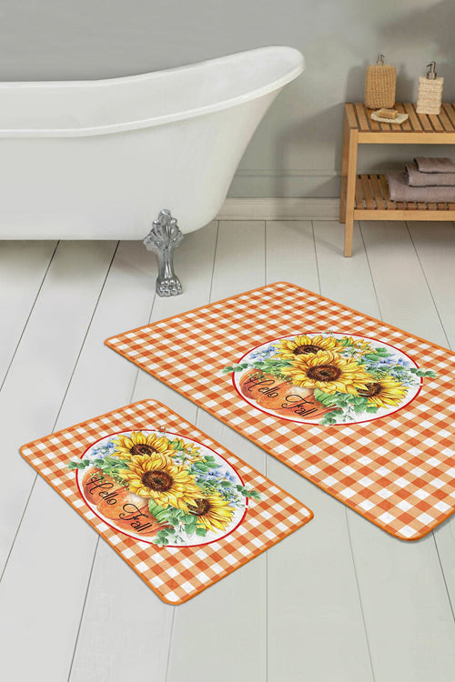 Set di 2 Tappetini da bagno antiscivolo Melisa BPS384 Rectangle Multicolore, 100 x 60 cm / 60 x 50 cm