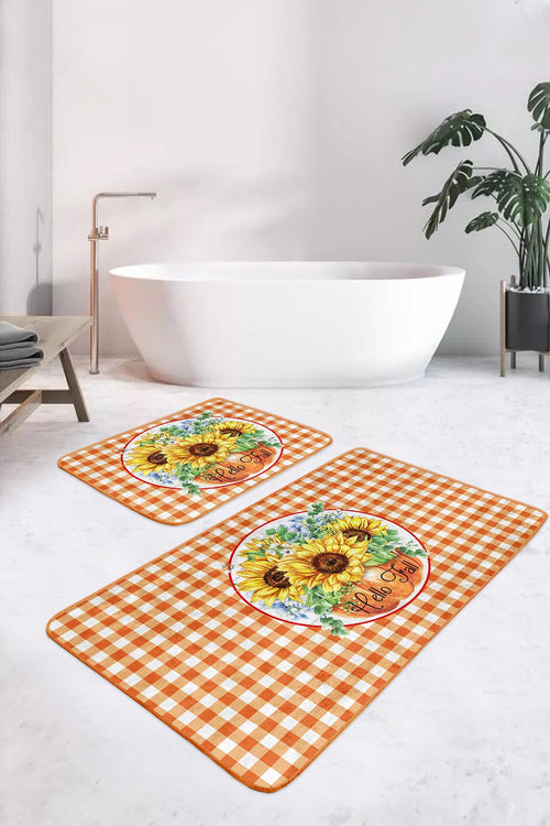 Set di 2 Tappetini da bagno antiscivolo Melisa BPS384 Rectangle Multicolore, 100 x 60 cm / 60 x 50 cm (1)