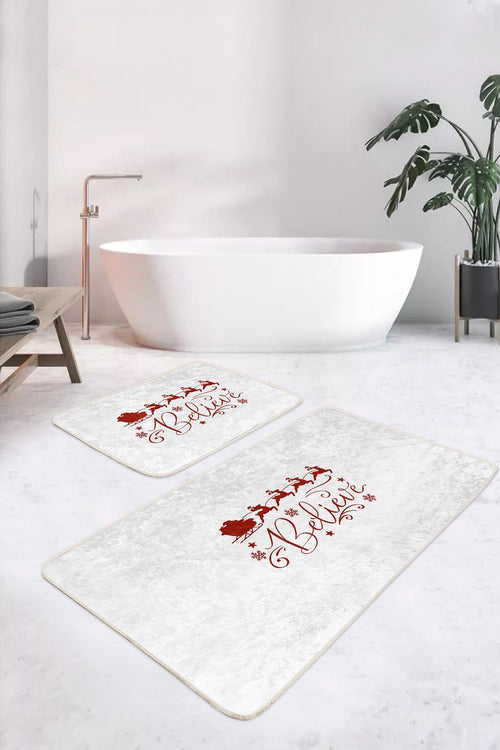 Set di 2 Tappetini da bagno antiscivolo Melisa BPS385 Rectangle Multicolore, 100 x 60 cm / 60 x 50 cm
