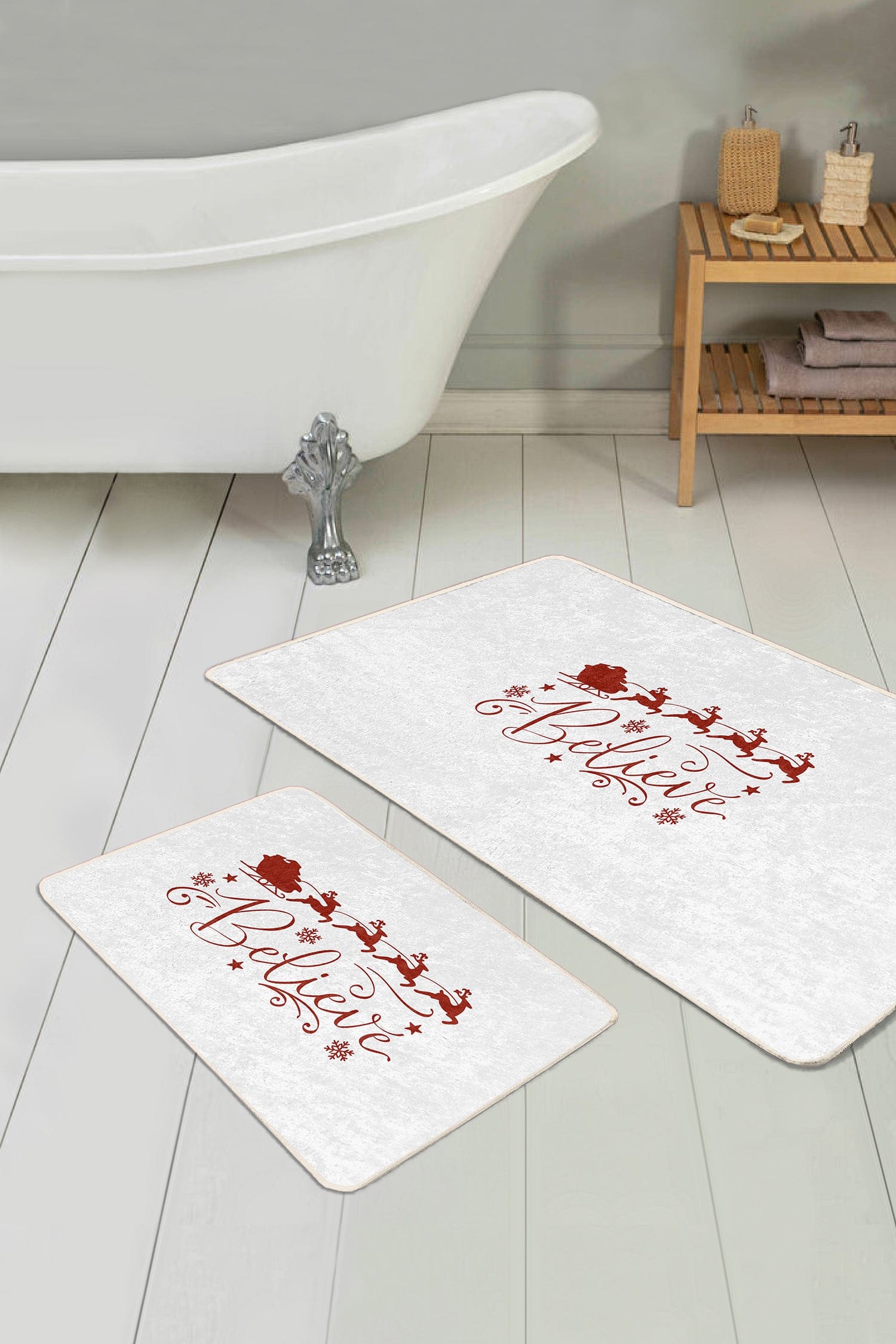 Set di 2 Tappetini da bagno antiscivolo Melisa BPS385 Rectangle Multicolore, 100 x 60 cm / 60 x 50 cm (1)
