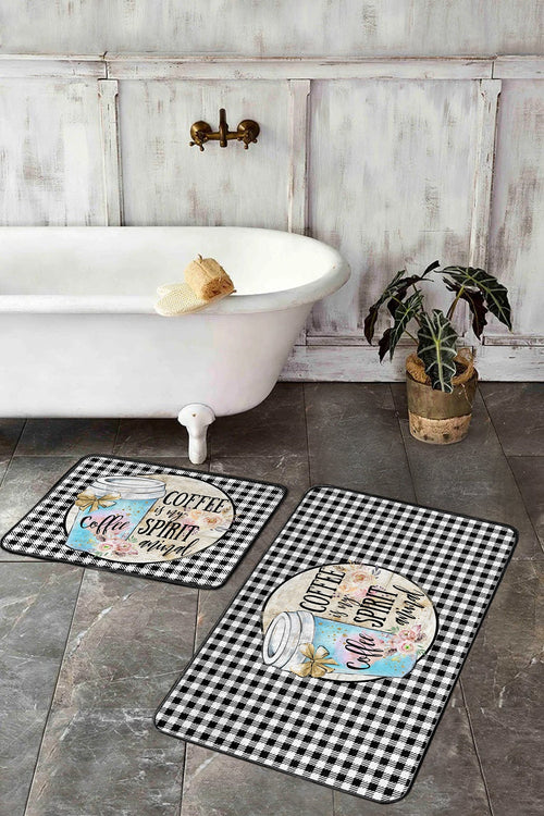 Set di 2 Tappetini da bagno antiscivolo Melisa BPS386 Rectangle Multicolore, 100 x 60 cm / 60 x 50 cm