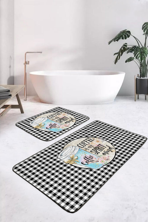 Set di 2 Tappetini da bagno antiscivolo Melisa BPS386 Rectangle Multicolore, 100 x 60 cm / 60 x 50 cm (1)