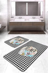 Set di 2 Tappetini da bagno antiscivolo Melisa BPS386 Rectangle Multicolore, 100 x 60 cm / 60 x 50 cm (2)