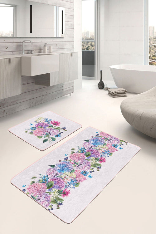 Set di 2 Tappetini da bagno antiscivolo Melo BPS101 Rectangle Multicolore, 100 x 60 cm / 60 x 50 cm