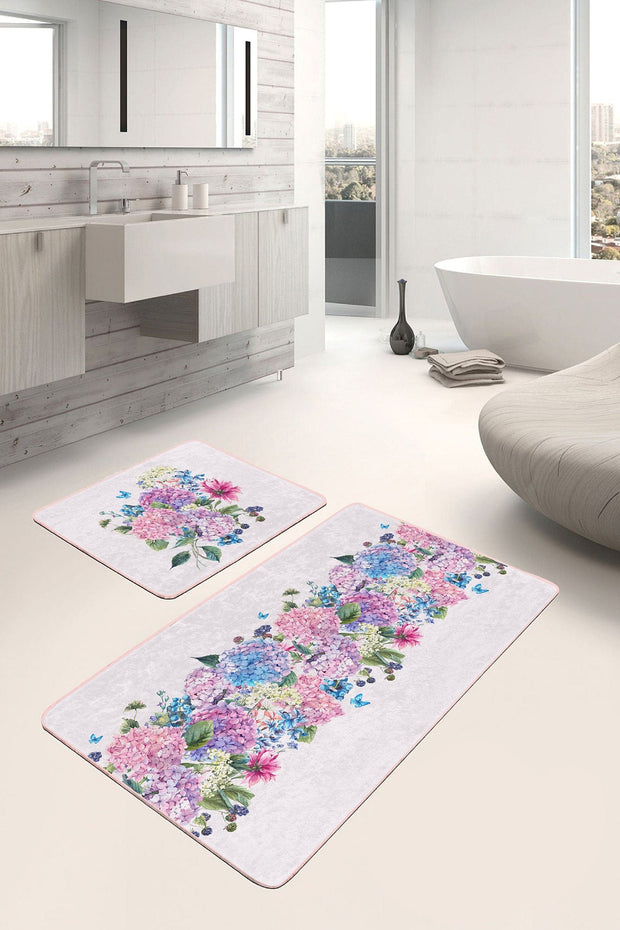Set di 2 Tappetini da bagno antiscivolo Melo BPS101 Rectangle Multicolore, 100 x 60 cm / 60 x 50 cm