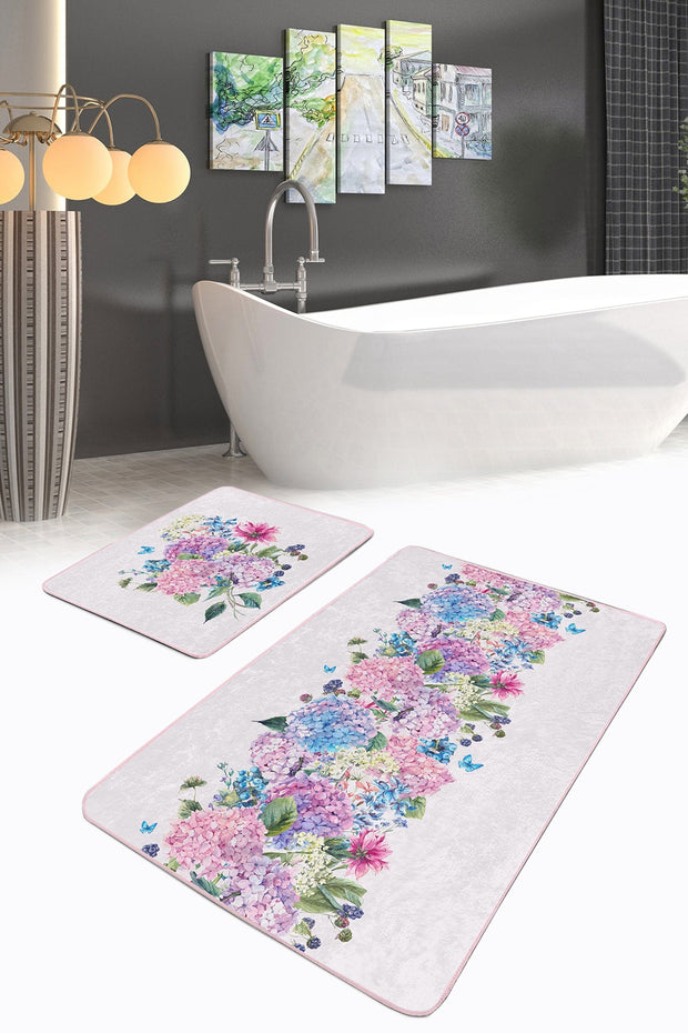 Set di 2 Tappetini da bagno antiscivolo Melo BPS101 Rectangle Multicolore, 100 x 60 cm / 60 x 50 cm (2)