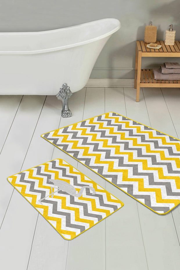 Set di 2 Tappetini da bagno antiscivolo Melo BPS127 Rectangle Multicolore, 100 x 60 cm / 60 x 50 cm
