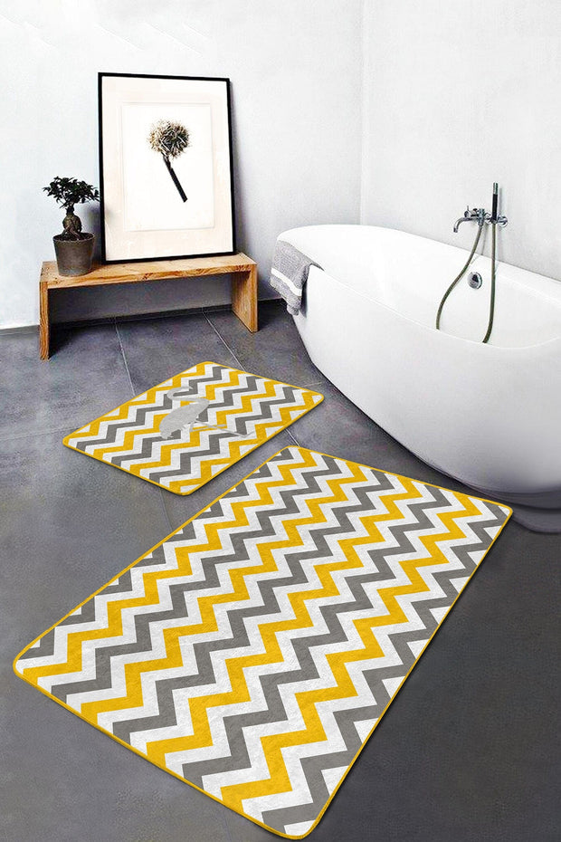 Set di 2 Tappetini da bagno antiscivolo Melo BPS127 Rectangle Multicolore, 100 x 60 cm / 60 x 50 cm (2)