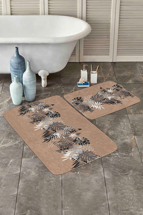 Set di 2 Tappetini da bagno antiscivolo Melo BPS156 Rectangle Multicolore, 100 x 60 cm / 60 x 50 cm