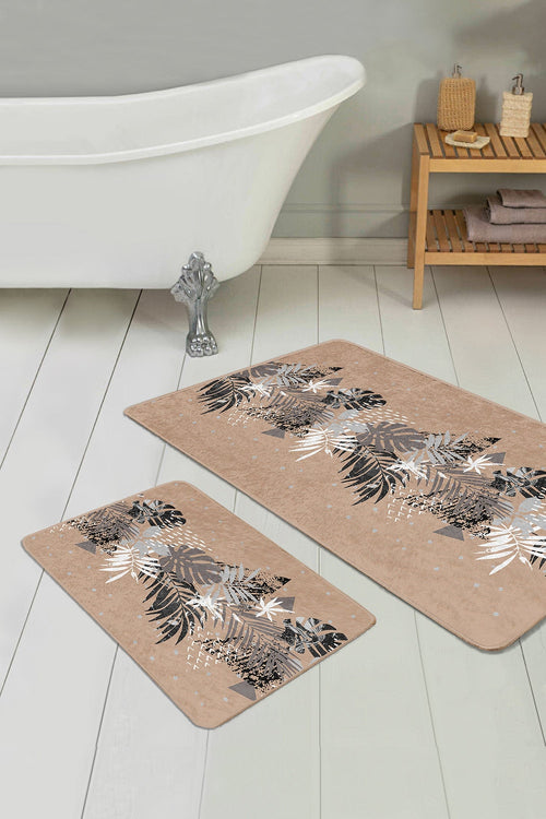 Set di 2 Tappetini da bagno antiscivolo Melo BPS156 Rectangle Multicolore, 100 x 60 cm / 60 x 50 cm (1)
