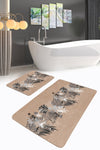 Set di 2 Tappetini da bagno antiscivolo Melo BPS156 Rectangle Multicolore, 100 x 60 cm / 60 x 50 cm (2)